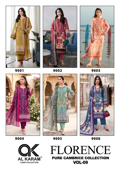 Al Karam Florence Vol 9 - Readymade Dress — Pure Cambric Cotton Printed, Pakistani Readymade Suits, Al Karam Lawn Collection wholesale from Surat — view 10