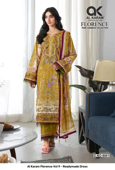 Al Karam Florence Vol 9 - Readymade Dress — Pure Cambric Cotton Printed, Pakistani Readymade Suits, Al Karam Lawn Collection wholesale from Surat — view 2