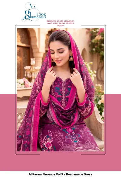Al Karam Florence Vol 9 - Readymade Dress — Pure Cambric Cotton Printed, Pakistani Readymade Suits, Al Karam Lawn Collection wholesale from Surat — view 5