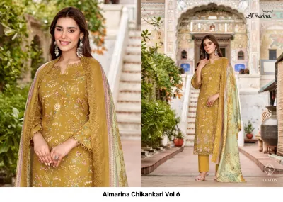 Almarina Chikankari Vol 6 — Semi Stitched Suits, Almarina wholesale from Surat — view 3