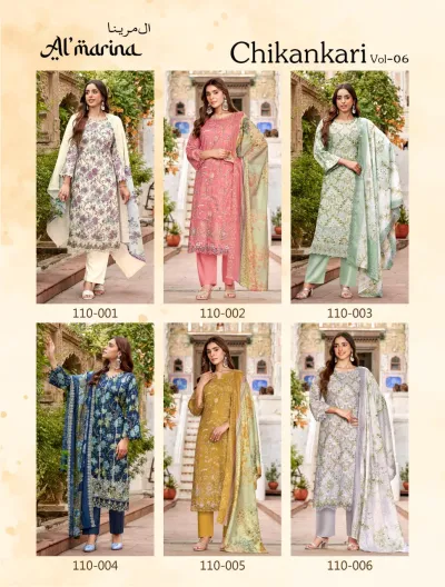 Almarina Chikankari Vol 6 — Semi Stitched Suits, Almarina wholesale from Surat — view 8