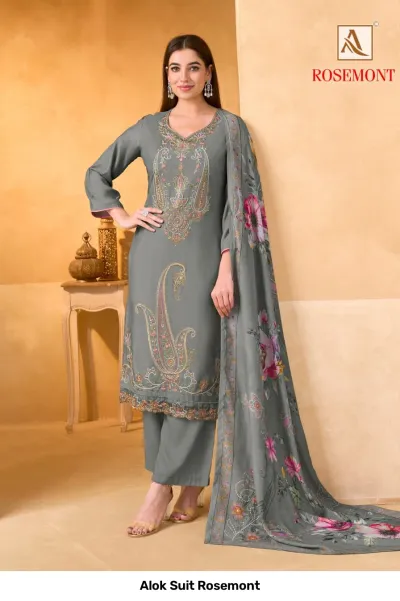 Alok Suit Rosemont — Semi Stitched Suits, Alok Suit wholesale from Surat — view 6