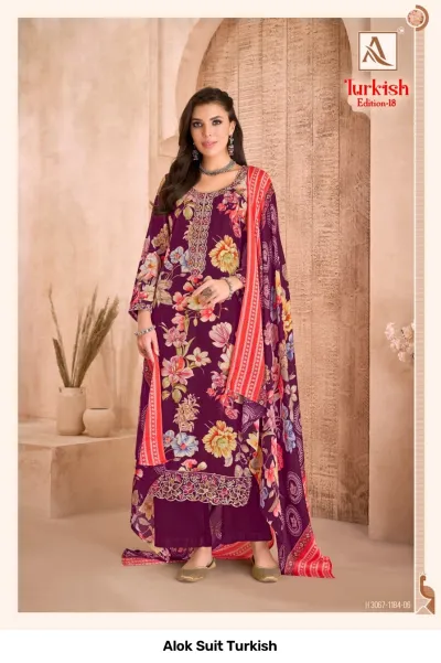 Alok Suit Turkish — Semi Stitched Suits, Alok Suit wholesale from Surat — view 2