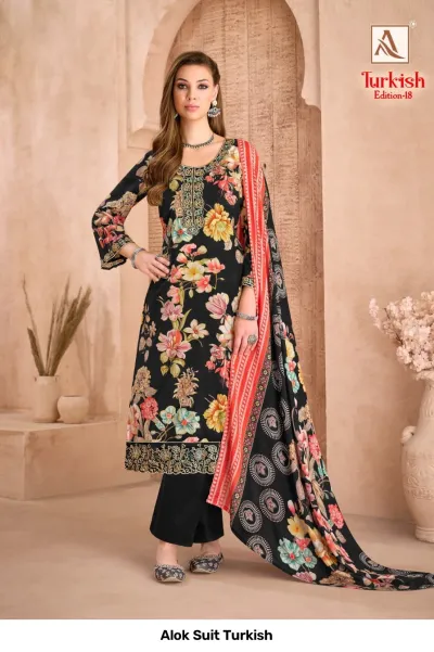 Alok Suit Turkish — Semi Stitched Suits, Alok Suit wholesale from Surat — view 3