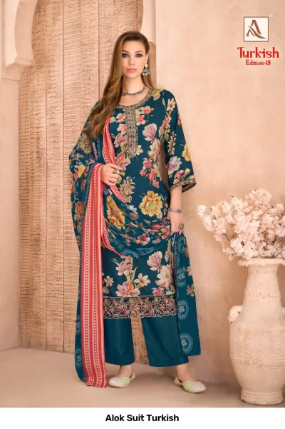 Alok Suit Turkish — Semi Stitched Suits, Alok Suit wholesale from Surat — view 4