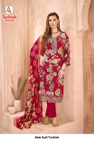 Alok Suit Turkish — Semi Stitched Suits, Alok Suit wholesale from Surat — view 5