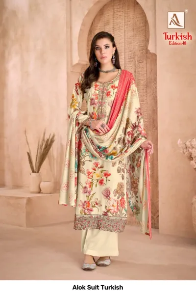 Alok Suit Turkish — Semi Stitched Suits, Alok Suit wholesale from Surat — view 7