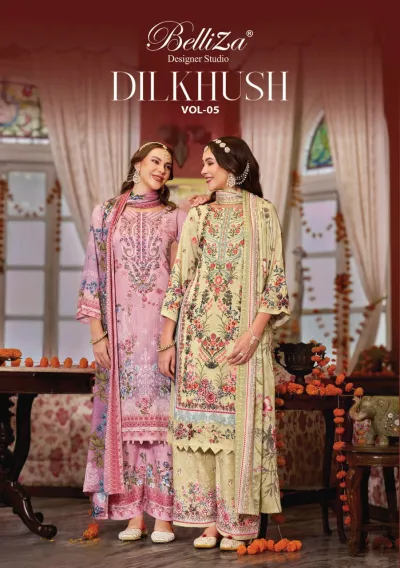 Belliza Dilkhush Vol 5 — Semi Stitched Suits, Belliza Designer Studio wholesale from Surat — view 1