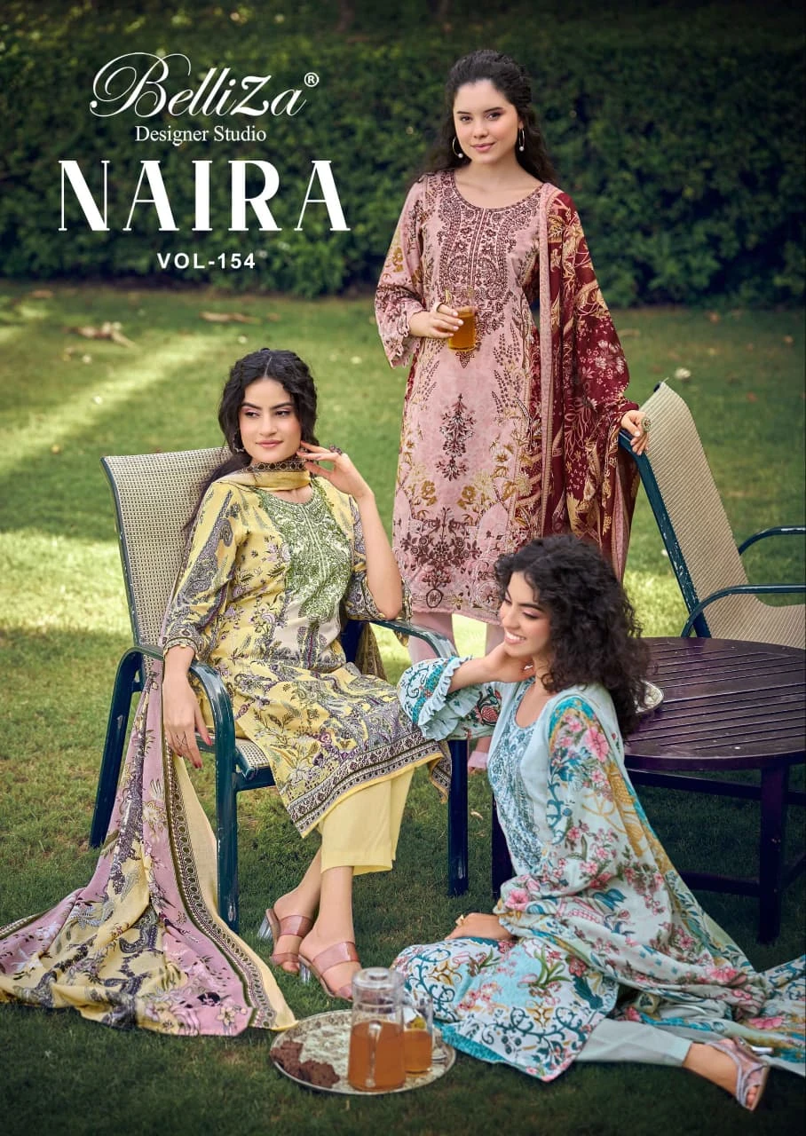Belliza Naira Vol 154 — Semi Stitched Suits, Belliza Designer Studio wholesale from Surat — view 1