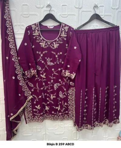 Bilqis B 259 ABCD — Fox Georgette Heavy Beads Embroidered, Pakistani Readymade Suits, Bilqis wholesale from Surat — view 3