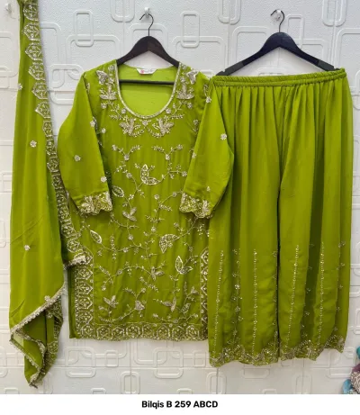 Bilqis B 259 ABCD — Fox Georgette Heavy Beads Embroidered, Pakistani Readymade Suits, Bilqis wholesale from Surat — view 4