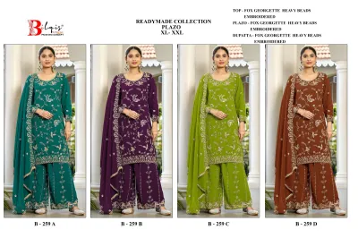 Bilqis B 259 ABCD — Fox Georgette Heavy Beads Embroidered, Pakistani Readymade Suits, Bilqis wholesale from Surat — view 5