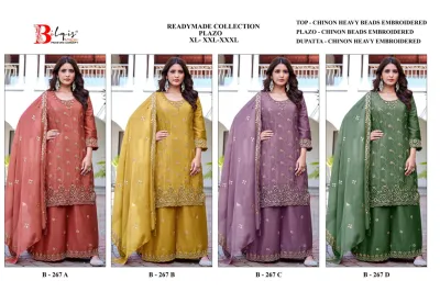 Bilqis B 267 ABCD — Chinnon Heavy Beads Embroidered, Pakistani Readymade Suits, Bilqis wholesale from Surat — view 5