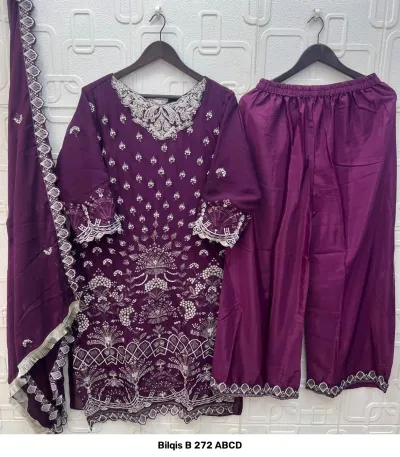Bilqis B 272 ABCD — Chiffon Heavy Embroidered With Handwork, Pakistani Readymade Suits, Bilqis wholesale from Surat — view 2