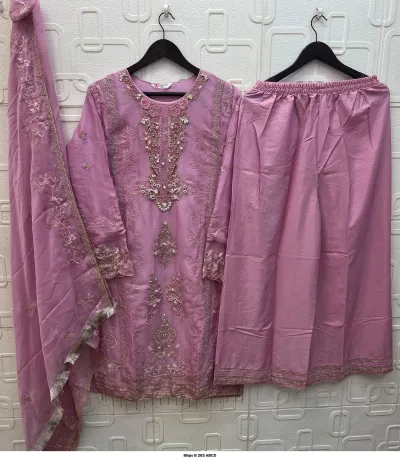 Bilqis B 283 ABCD — Chiffon Heavy Embroidered With Handwork, Pakistani Readymade Suits, Bilqis wholesale from Surat — view 3