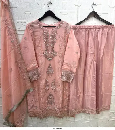 Bilqis B 283 ABCD — Chiffon Heavy Embroidered With Handwork, Pakistani Readymade Suits, Bilqis wholesale from Surat — view 4