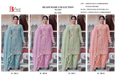 Bilqis B 283 ABCD — Chiffon Heavy Embroidered With Handwork, Pakistani Readymade Suits, Bilqis wholesale from Surat — view 5