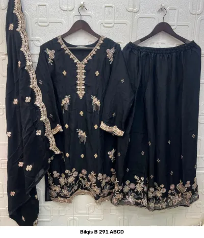 Bilqis B 291 ABCD — Nc Mos Heavy Beads Embroidered, Pakistani Readymade Suits, Bilqis wholesale from Surat — view 2