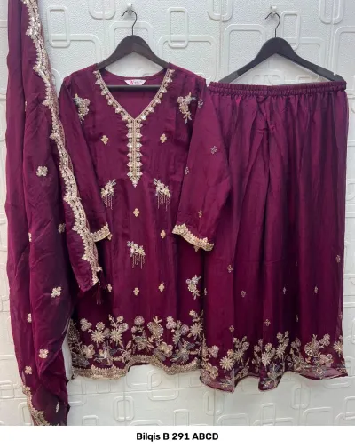 Bilqis B 291 ABCD — Nc Mos Heavy Beads Embroidered, Pakistani Readymade Suits, Bilqis wholesale from Surat — view 4
