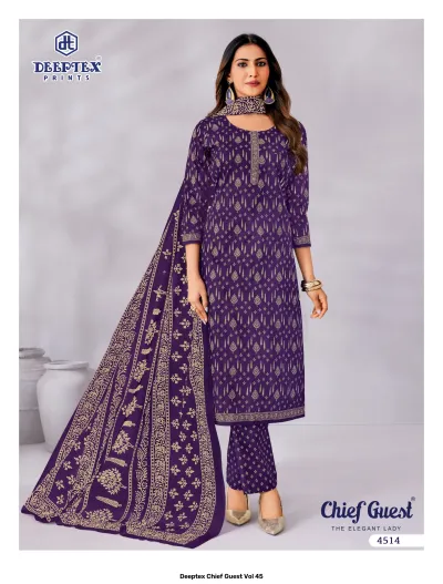 Deeptex Chief Guest Vol 45 — Heavy Cotton Printed, Unstitched Dress Materials, Deeptex Prints wholesale from Surat — view 15