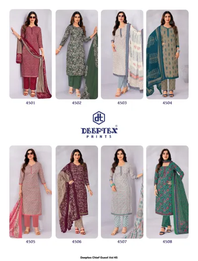 Deeptex Chief Guest Vol 45 — Heavy Cotton Printed, Unstitched Dress Materials, Deeptex Prints wholesale from Surat — view 17