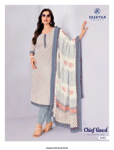 Deeptex Chief Guest Vol 45 — Heavy Cotton Printed, Unstitched Dress Materials, Deeptex Prints wholesale from Surat — view 4