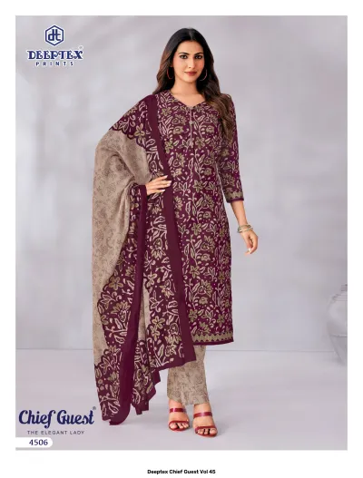 Deeptex Chief Guest Vol 45 — Heavy Cotton Printed, Unstitched Dress Materials, Deeptex Prints wholesale from Surat — view 7