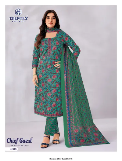 Deeptex Chief Guest Vol 45 — Heavy Cotton Printed, Unstitched Dress Materials, Deeptex Prints wholesale from Surat — view 9