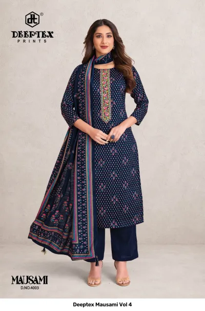 Deeptex Mausami Vol 4 — Unstitched Dress Materials, Deeptex Prints wholesale from Surat — view 4