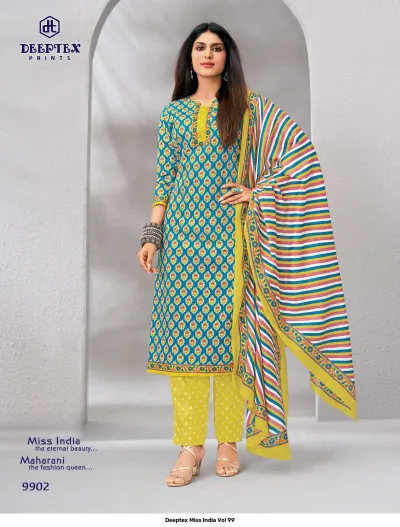 Deeptex Miss India Vol 99 — Pure Cotton Printed, Unstitched Dress Materials, Deeptex Prints wholesale from Surat — view 3