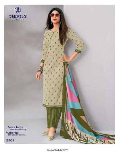 Deeptex Miss India Vol 99 — Pure Cotton Printed, Unstitched Dress Materials, Deeptex Prints wholesale from Surat — view 9