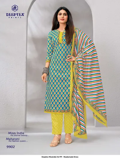 Deeptex Missindia Vol 99 - Readymade Dress — Pure Cotton Printed, Stitched Suits, Deeptex Prints wholesale from Surat — view 3