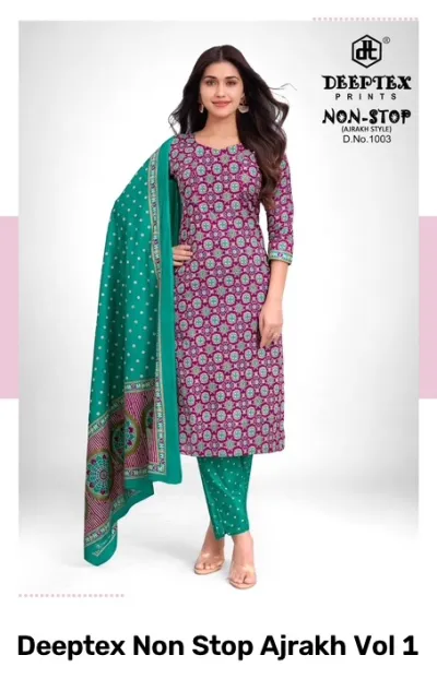 Deeptex Non Stop Ajrakh Vol 1 — Pure Cotton Printed, Unstitched Dress Materials, Deeptex Prints wholesale from Surat — view 5