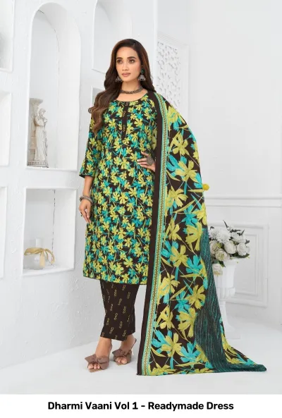 Dharmi Vaani Vol 1 - Readymade Dress — Pure Cotton Printed, Stitched Suits, Dharmi wholesale from Surat — view 3