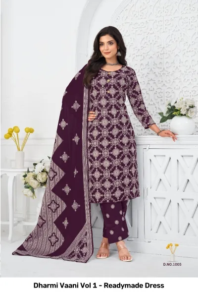 Dharmi Vaani Vol 1 - Readymade Dress — Pure Cotton Printed, Stitched Suits, Dharmi wholesale from Surat — view 5