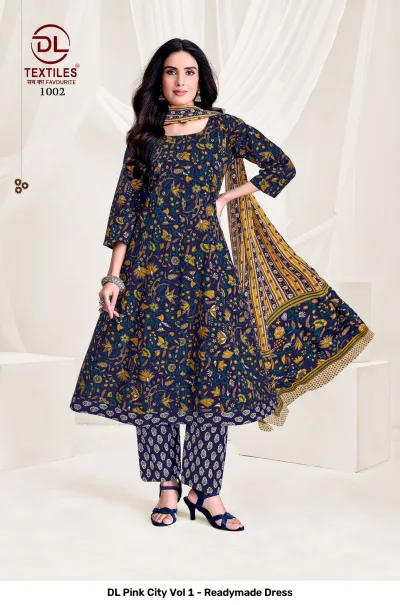 DL Pink City Vol 1 - Readymade Dress — Heavy Cotton Printed Anarkali Style, Stitched Suits, DL Textiles wholesale from Surat — view 3
