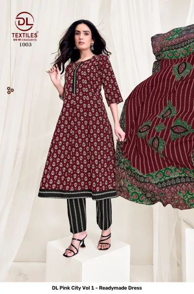 DL Pink City Vol 1 - Readymade Dress — Heavy Cotton Printed Anarkali Style, Stitched Suits, DL Textiles wholesale from Surat — view 4