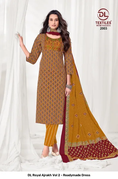 DL Royal Ajrakh Vol 2 - Readymade Dress — Stitched Suits, DL Textiles wholesale from Surat — view 4
