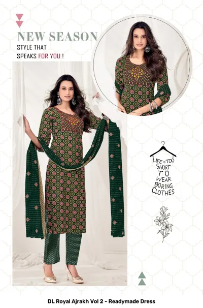 DL Royal Ajrakh Vol 2 - Readymade Dress — Stitched Suits, DL Textiles wholesale from Surat — view 7