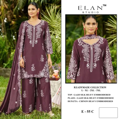 Elan Studio E 55 — Gajji Silk Heavy Embroidered, Pakistani Readymade Suits, Elan Studio wholesale from Surat — view 1