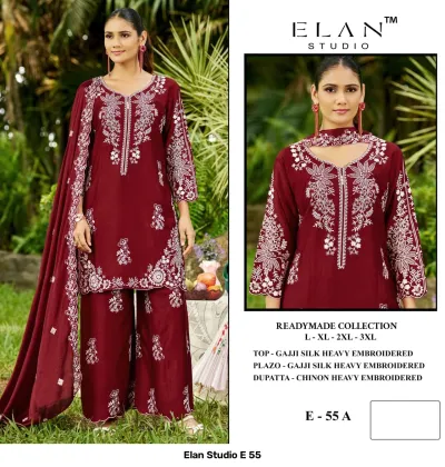 Elan Studio E 55 — Gajji Silk Heavy Embroidered, Pakistani Readymade Suits, Elan Studio wholesale from Surat — view 2