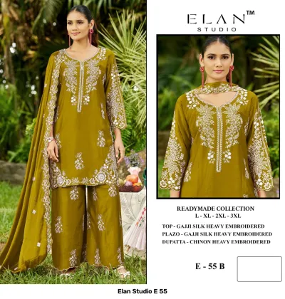 Elan Studio E 55 — Gajji Silk Heavy Embroidered, Pakistani Readymade Suits, Elan Studio wholesale from Surat — view 4