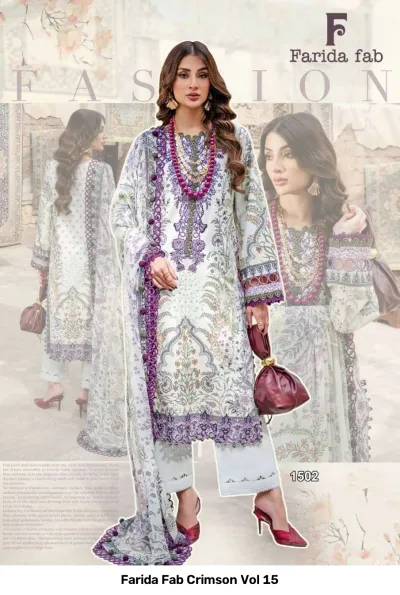 Farida Fab Crimson Vol 15 — Pure Cotton Printed, Karachi Pattern Dress, Farida wholesale from Surat — view 2