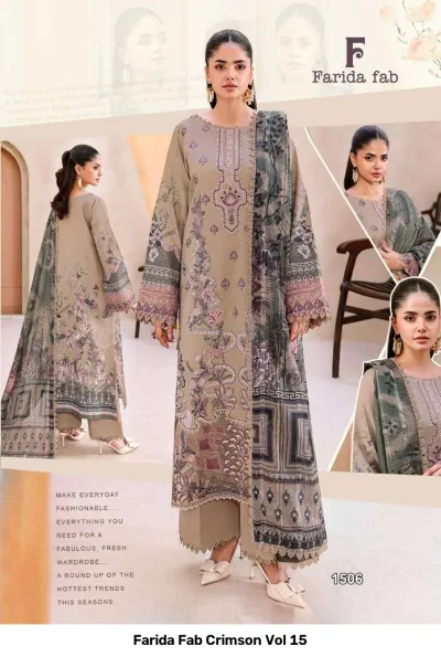Farida Fab Crimson Vol 15 — Pure Cotton Printed, Karachi Pattern Dress, Farida wholesale from Surat — view 6