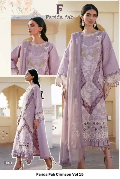 Farida Fab Crimson Vol 15 — Pure Cotton Printed, Karachi Pattern Dress, Farida wholesale from Surat — view 7