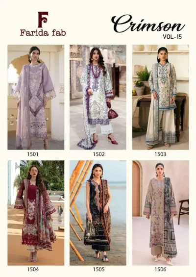 Farida Fab Crimson Vol 15 — Pure Cotton Printed, Karachi Pattern Dress, Farida wholesale from Surat — view 8