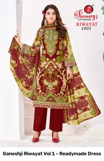 Ganeshji Riwayat Vol 1 - Readymade Dress — Pakistani Readymade Suits, Ganeshji Cotton Suit wholesale from Surat — view 2
