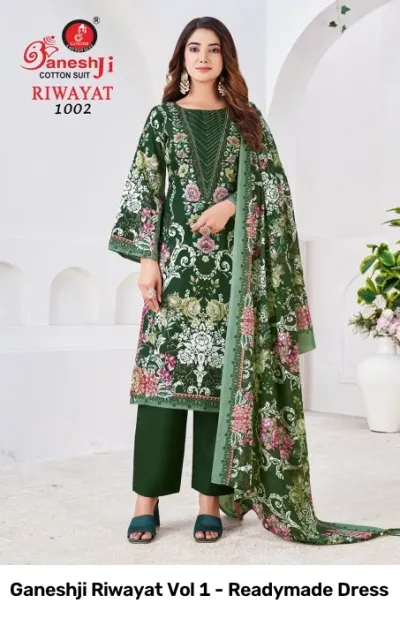 Ganeshji Riwayat Vol 1 - Readymade Dress — Pakistani Readymade Suits, Ganeshji Cotton Suit wholesale from Surat — view 3