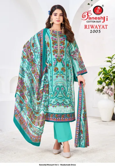 Ganeshji Riwayat Vol 1 - Readymade Dress — Pakistani Readymade Suits, Ganeshji Cotton Suit wholesale from Surat — view 7