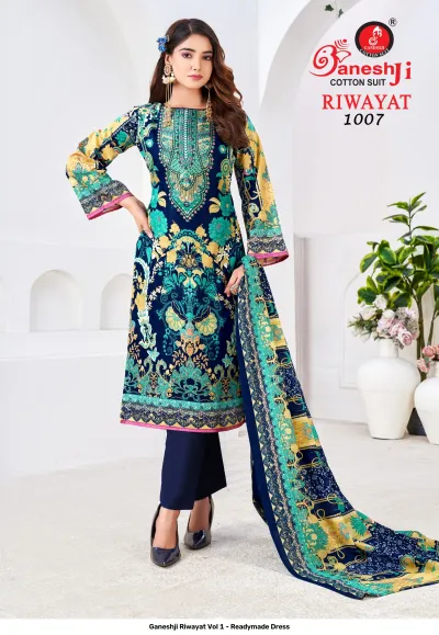 Ganeshji Riwayat Vol 1 - Readymade Dress — Pakistani Readymade Suits, Ganeshji Cotton Suit wholesale from Surat — view 8